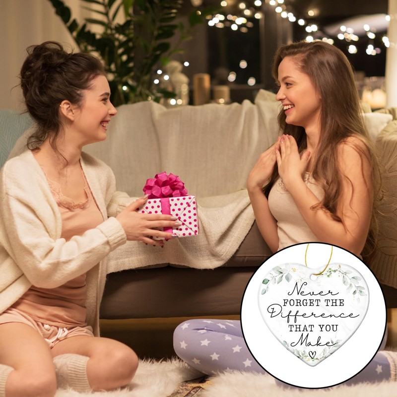 Thank You Gifts, Ceramic Heart Hanging Ornament Never Forget The