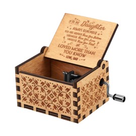 You are My Sunshine Wood Music Boxes,Laser Engraved Vintage Wooden Sunshine Musical Box Gifts for Birthday/Christmas/Valentine's Day (Wood-Dad to Daughter)
