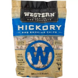 Western Premium BBQ Products Hickory BBQ Smoking Chips, 180 Cu In