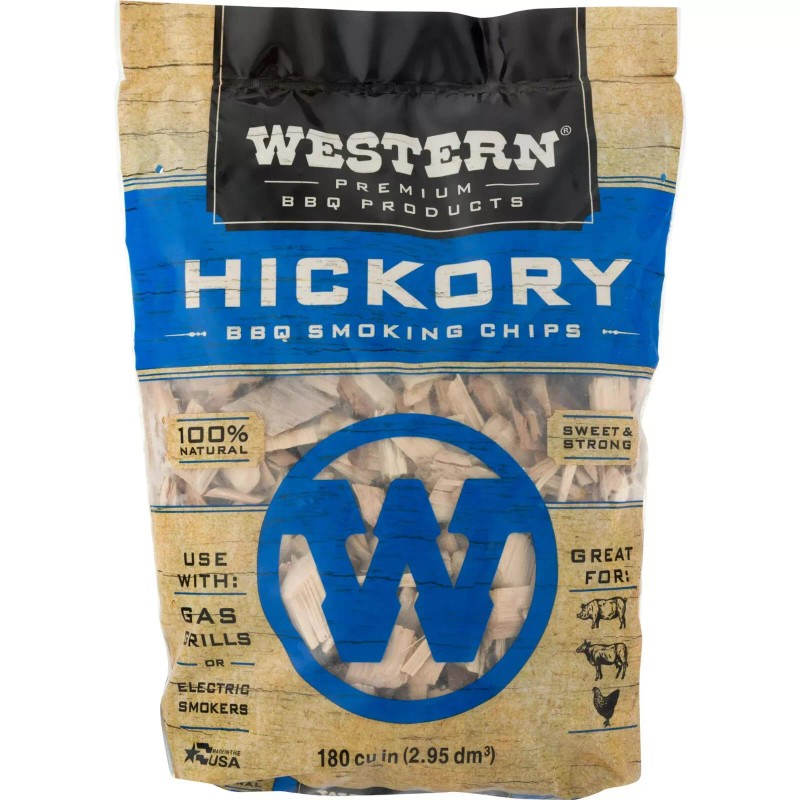 Western Premium BBQ Products Hickory BBQ Smoking Chips, 180 Cu