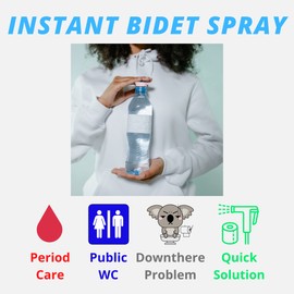 Adorable Pink Peri - Portable Bidet for Toilet or Travel compatible with US Water Bottles as discreet attachment for Men and Women | Instant + Manual Sprayer Pocket Size (White)