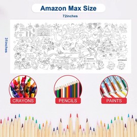 Artlunar Christmas Giant Coloring Poster & Tablecloth – 31 x 72 Inches Jumbo Paper Coloring Banner for Kids' Christmas Crafts Gifts, Activities, Toys, Parties and Classroom Decor
