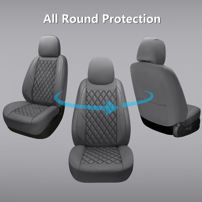 GEEYONTEK Premium Leather Car Seat Covers Front Pair,Universal Fit for
