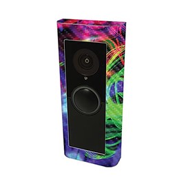 MightySkins Carbon Fiber Skin Compatible with Ring Video Doorbell Pro 2 - Neon Splatter | Protective, Durable Textured Carbon Fiber Finish | Easy to Apply | Made in The USA