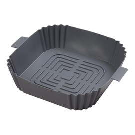 Chef Aid Square Air-Fryer Liner, Measures 19cm X 18cm X 5cm with grooved base for increased air-flow, Non-stick quailites which help prevent sticking and easy Cleaning, Grey