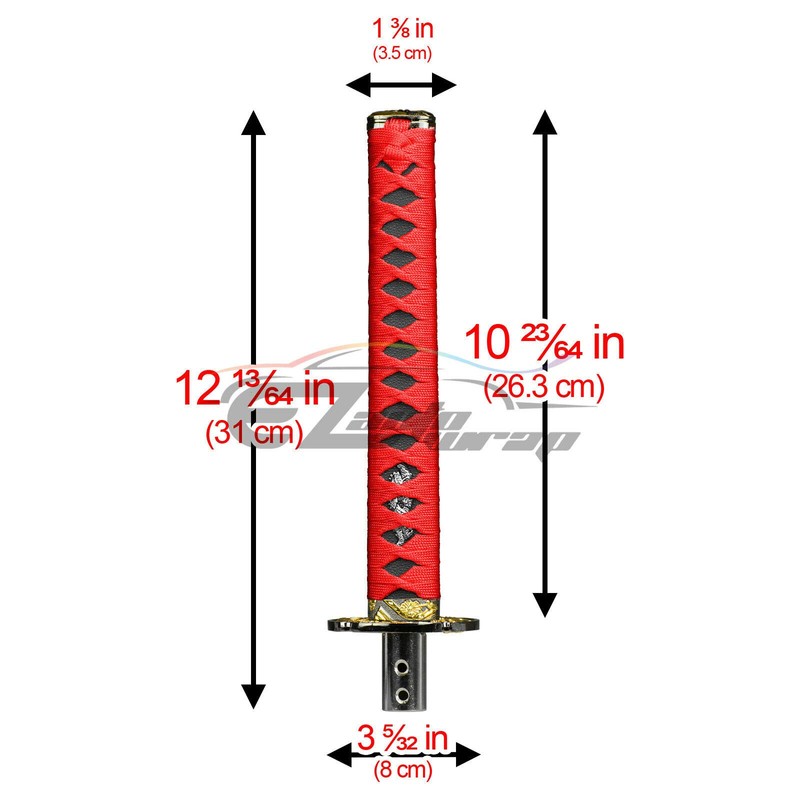 EZAUTO WRAP 26cm Red Black Shift Knob Samurai Sword Alloy