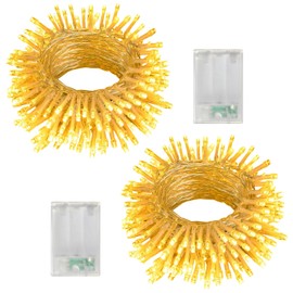 2 Pack Battery Operated String Lights, 26Ft 80 LED Fairy String Lights Outdoor, Waterproof Clear Wire Twinkle Fairy Lights for Garden Wedding Party Anniversary Decoration (Warm White)