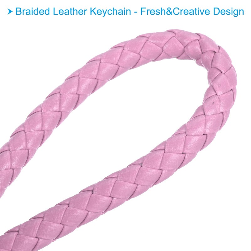 PATIKIL Braided Leather Keychain with Stainless Steel Key Ring Sleeve,