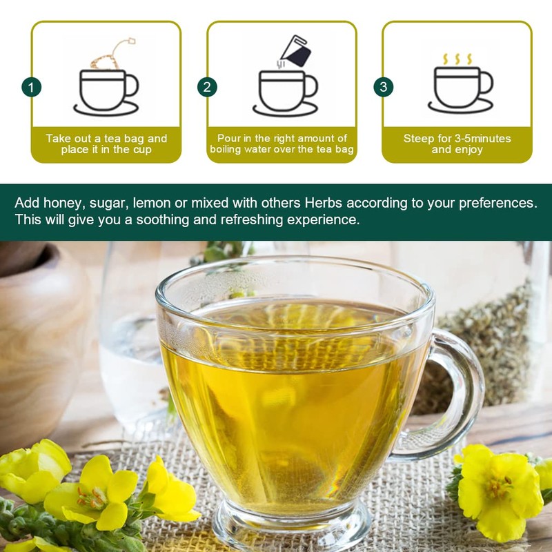 Mullein Leaf Tea Bags - Lungs Cleanse and Respiratory Support,