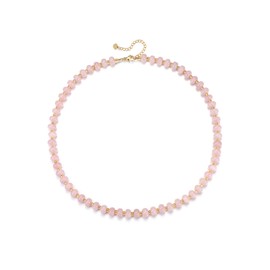 CrystalTears Rose Quartz Crystal Beaded Necklace for Women Boho Pink Gemstone Beaded Choker Necklace Healing Stone Bead Necklaces Summer Beach Jewellery Gifts for Women Mum Christmas Birthday