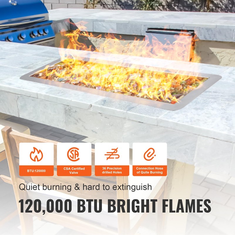 VEVOR 24 x 8 inch Drop-in Fire Pit Pan, Rectangular