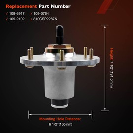 ATRACYPART 109-6917 Mower Deck Spindle Compatible with Exmark Lazer Z AS/DS/XS/X-Series 48 52 60 66 72 Inch Zero Turn Mowers Replaces# 109-2102 109-0764