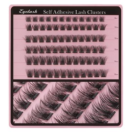 Perfect Key Pre Glued Lash Extensions Clusters Wispy Natural Look Lash Clusters D Curl Self Adhensive Cluster Eyelashes 8mm 10mm 12mm 14mm 16mm (B02-72M Black)
