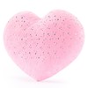 Gloveleya Pink Heart-Shaped Plush Pillow with Shimmering Heart Accents, Soft
