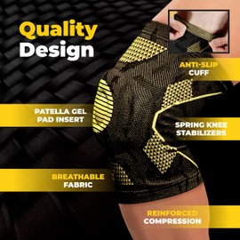 CopperJoint Patella Knee Sleeve with Patella Gel Pad & Knee Brace with Side Stabilizers - Knee Support & Compression for Knee Injury, Patella Tendonitis, Meniscus Tear - Copper Infused Small