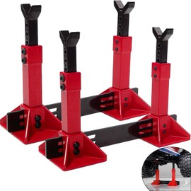 RC Car Jack Stand for 1/8 1/10 Scale Climbing Crawler Car Jack Stand Accessory for Traxxas TRX4 Axial SCX10 RC4WD Tamiya CC01 D90 HPI HSP D110 TF2 Redcat Gen7 Gen8, 2 Pairs Metal Jack Stand(Red)