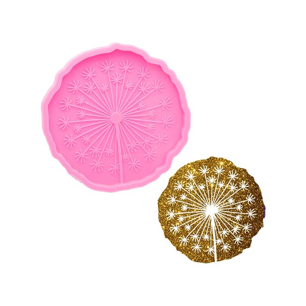 Super Shiny Dandelion Coaster Resin Molds Silicone Coaster Mold Round