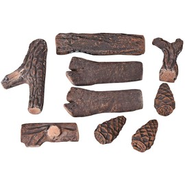 Squareful 9 PCS Gas Fireplace Logs, Ceramic Wood Fireplace Insert, Electric Vented Fire Pit for Indoor & Outdoor, Vented Gas Logs