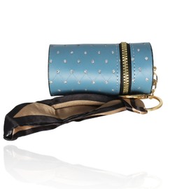 Jinweixb Lipstick dispenser, perfume lip gloss nail polish storage box, with silk and key clasp, can be hung on any lady's bag, blue