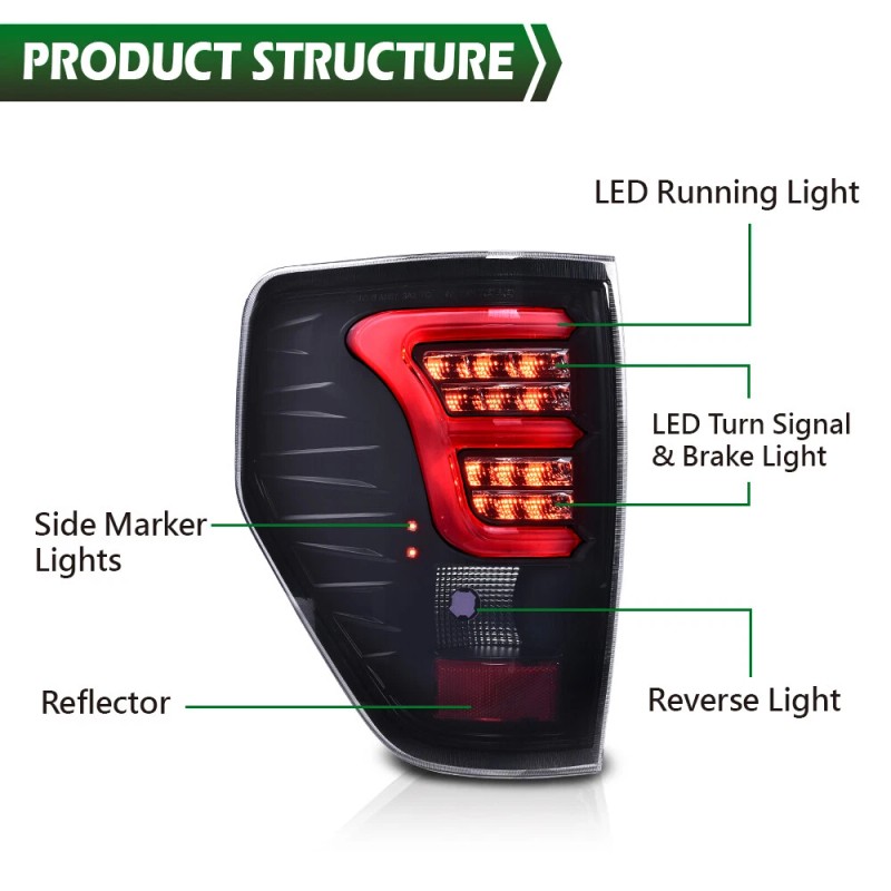 G-PLUS Fit For 2009-2014 Ford F-150 LED Tube Tail Lights