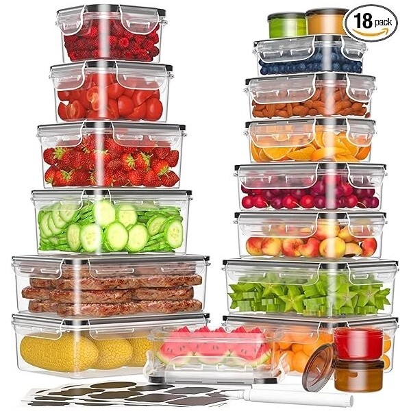 N/A 36-Piece Kitchen Food Storage Container with Lids Set, Labels