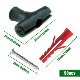 EMSea 30Pcs Chicken Wire T-Clip Kit, with Screw Anchor for Garden Wall Mesh Fencing Panel Supporting
