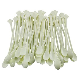 AXLIZER Coffee Spoon 100PCS 13cm/5.1Inch Mini Disposable Tea Sugar Spoons Plastic Food Grade Cocktail Stirrers Swizzle Sticks