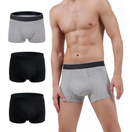 AIRCUTE Men Urinary Incontinence Underwear Washable Absorbency Soft Bladder Leak Proof Boxer Briefs 60 ML 3 Pack (Large,Black-Black-Gray)