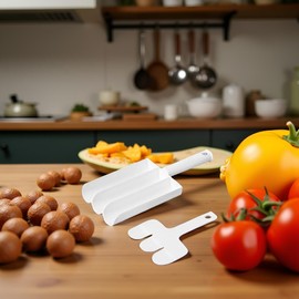 White Creative Kitchen Triple Meatball Maker, Meat Ball Scoop with Cutting Spade Ball Maker, None-Stick Meatball Maker Melon Ballers Fruit and Vegetable Tools