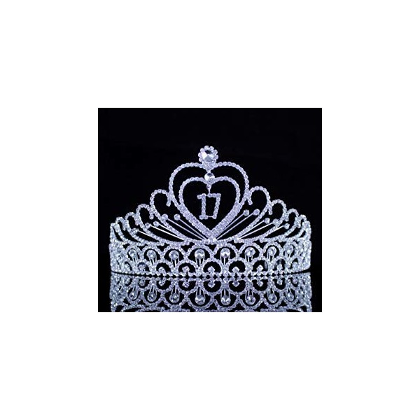 Seventeen 17 17th Years Old Birthday Party Austrian Rhinestone Crystal Tiara Crown With Hair Combs T891 Silver