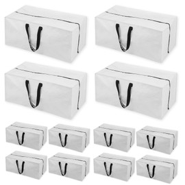 White Moving Bags - 8 Pack Extra Large Heavy Duty Storage Bags With Zipper & Reinforce Handles | 29x14x13 Inch Moving Tote Bags Bulk For Clothing, Shoes, Travel