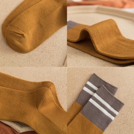 momee Women's High Socks, Socks, Below the Knee, Cotton, Stockings, Long Socks, Thermal, Cold Protection, Beautiful Legs, School, Work, Travel, Multi Color A