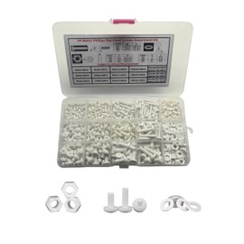 Happinesspark Polypropylene (PP) Metric Cross Phillips Pan Head Screw Assortment Kit - M3 M4 M5 Plastic Fasteners w/Nuts, Washers, 470Pcs in Plastic Case (Non-Conductive, Lightweight)