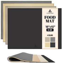 AVERYDAY 18x10'' Silicone Dog Mat for Food and Water, 0.63'' Edge Dog Food Bowl Mats for Floor Waterproof, Dogs Water Mat for Sloppy Drinker, Non Slip Rubber Pet Feeding Mats for Indoor Dogs and Cats