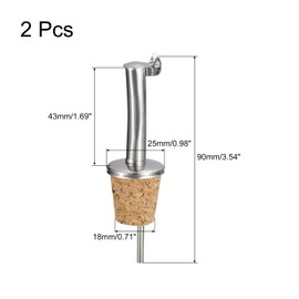 uxcell Stainless Steel Bottle Pourers, 2Pcs Auto Flip Olive Oil Spout, Cork Design Wine Bottle Stoppers, for Pours Liquid, Olive Oil, Wine, Vinegar