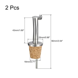 uxcell Stainless Steel Bottle Pourers, 2Pcs Auto Flip Olive Oil Spout, Cork Design Wine Bottle Stoppers, for Pours Liquid, Olive Oil, Wine, Vinegar