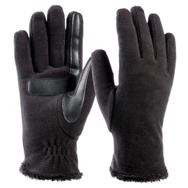 isotoner Women's Stretch Fleece Touchscreen Texting Cold Weather Gloves with Warm, Soft Lining, smartDRI Black, One Size