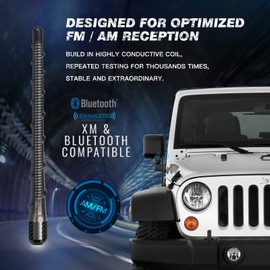 Rydonair - Antena espiral de 6.9 pulgadas compatible con Jeep Wrangler 2007-2023 y Gladiator - Bobina conductora interna - Rosca de acero inoxidable 304