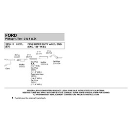 Walker 52586 Direct Fit Exhaust Resonator and Pipe Assembly 3" Inlet (ID) 3" Outlet (OD) for Ford F-250 Super Duty