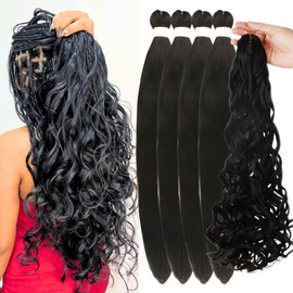 Black Braiding Hair Pre Stretched Hypoallergenic Boho Hair for Braiding Ocean Wave Braids Ez Braid Synthetic Braids for Black Women