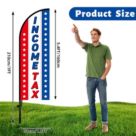 Lounsweer 3 Sets 7 ft Income Tax Service Feather Flag with Flagpole and Ground Stake Tax Service Advertising Feather Banner Flag Sign for Accountant Offices Accounting Businesses