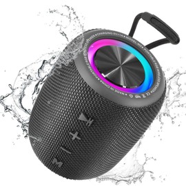 SENXINGYAN Bluetooth Lautsprecher 20W, Bluetooth Box, LED Musikbox Wasserdicht IPX6, 360° HD Stereo Lautsprecher Sound, 16H Spielzeit, Unterstützung von FM Radio/AUX/TF (Schwarz)