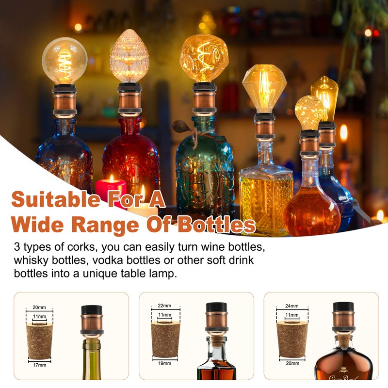 Bottle Lamp Kits, 2 Pack Bronze Bottle Lamp Adaptor Kit,