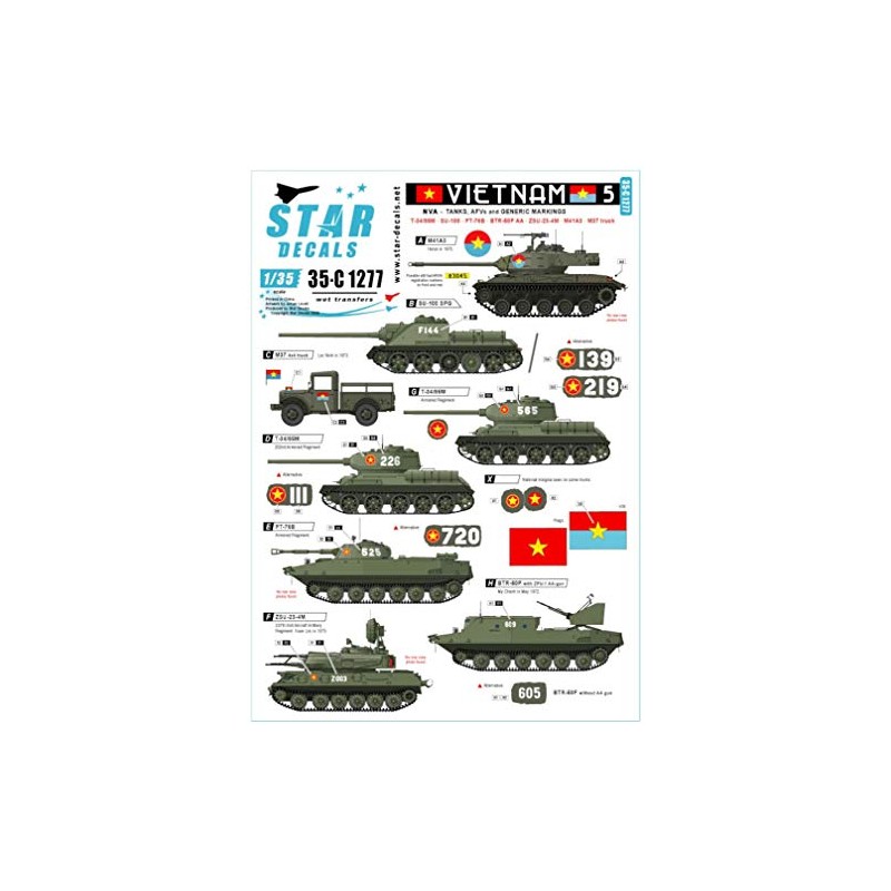 Star Decal 1/35 Vietnam War Vietnam 5 NVA Tank Armored
