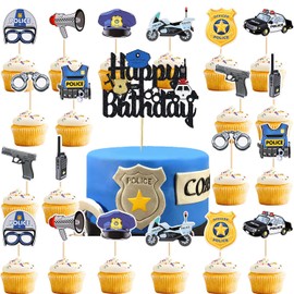 21Pcs Polizei Geburtstag Kuchen Dekorationen, Polizei-Akademie Graduierung Partei, Polizei Party Dekorationen, Polizei Cupcake Baby Dusche Zubehör, Junge Kuchen Dekorationen