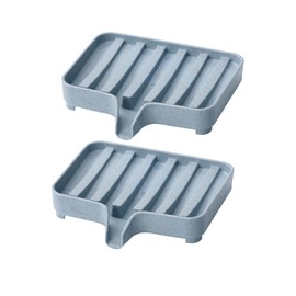 2PCS Plastic Soap Dishes, Self-draining Soap Holder for Bathroom, Soap Tray for Bathroom, Kitchen Sink, Bathtub (Blue)
