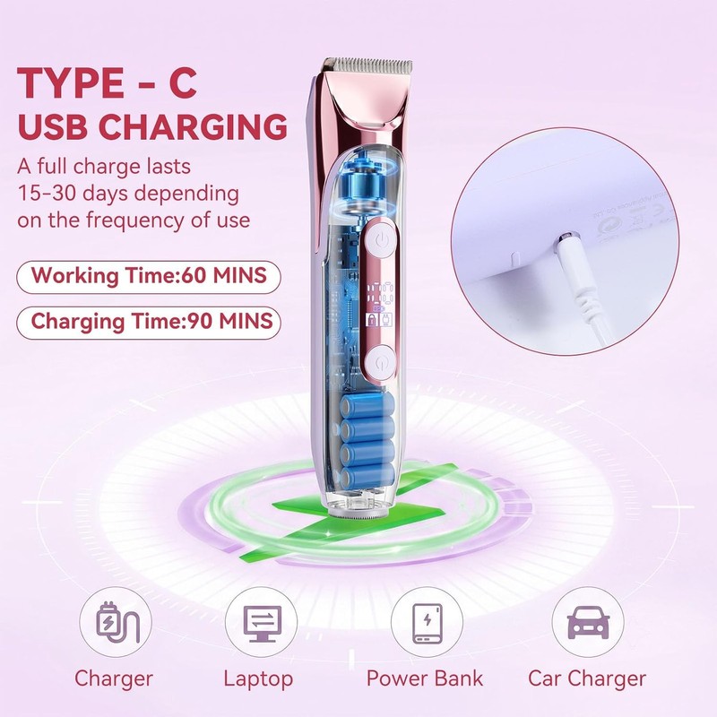 Hatteker Bikini Trimmer for Women,4-in-1 Dual Head Women's Electric Razor