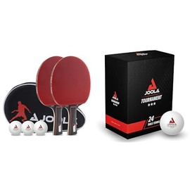 JOOLA Tischtennis Set Duo PRO 2 Tischtennisschl√§ger & Tischtennisb√§lle Tournament Selektierte 40+mm Durchmesser, 3-Stern Premium Tischtennis B√§lle Indoor und Outdoor Kompatibel, Wei√ü, 24 St√ºck