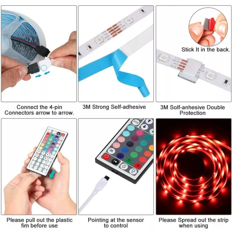 Wentop 32FT Color Changing Flexible 5050 RGB LED Strip Light