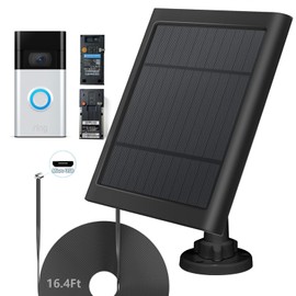 Solar Panel for Ring Doorbell 5W 5V Solar Charger Pefect for Ring Video Doorbell (2nd Gen - 2020 Release), Micro USB Port IP65 16.4ft Waterproof Charging Cable, 360°Adjustable Mount